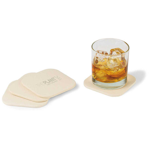 Gemline Natural Bamboo Gaia Bamboo Fiber Coaster Set