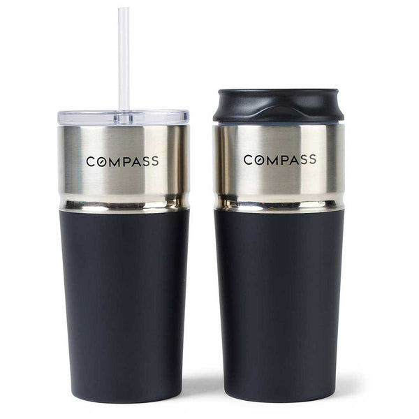 Gemline Matte Black Emery 2-in-1 Double Wall 16 oz Stainless Tumbler