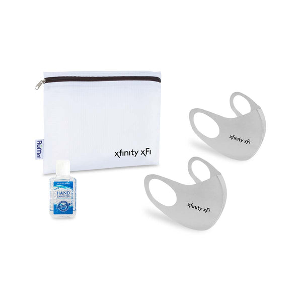 Gemline Light Grey Reusable Stretch Face Masks (2 pack) and Hand Sanitizer PPE Kit