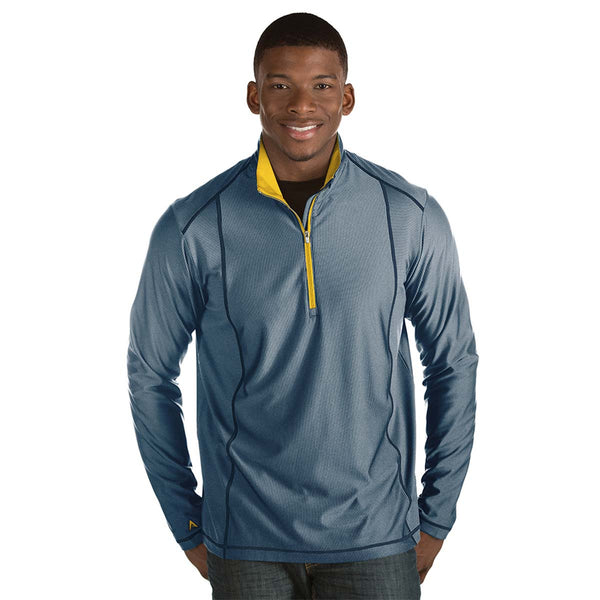 Antigua Men’s Navy Heather/Gold Tempo Quarter Zip