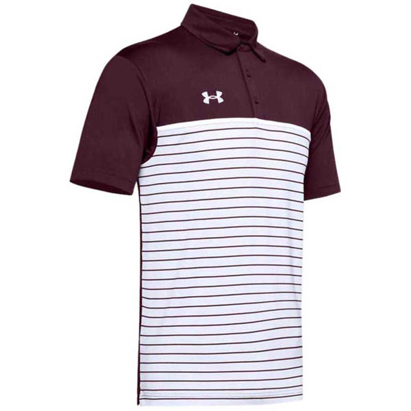 Under Armour Men’s Maroon Stripe Mix-Up Polo