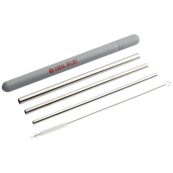 Leed’s Grey Reusable Stainless Straw Set with Eco Tube