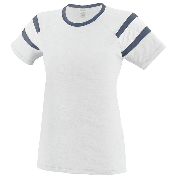 Augusta Sportswear Women’s White/Navy/White Fanatic Short-Sleeve T-Shirt