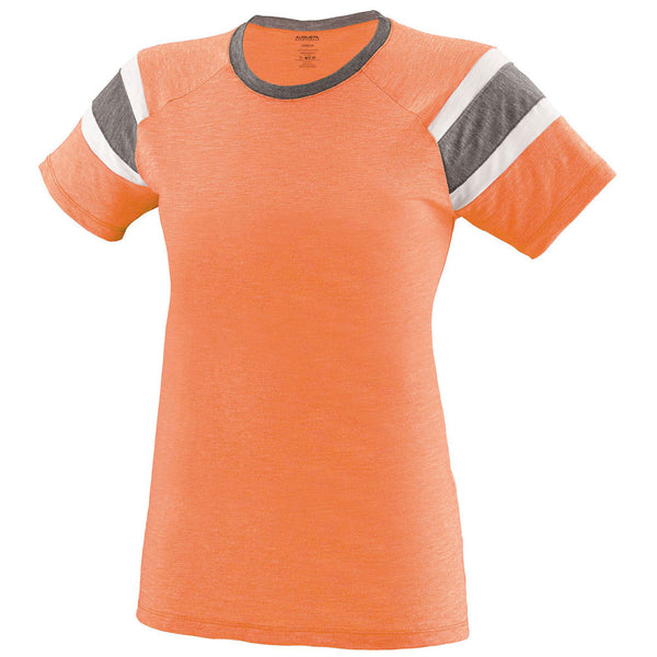 Augusta Sportswear Women’s Light Orange/Slate/White Fanatic Short-Sleeve T-Shirt