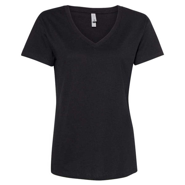 Next Level Women’s Black Fine Jersey Relaxed V T-Shirt