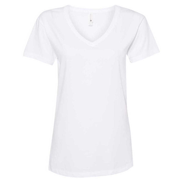 Next Level Women’s White Fine Jersey Relaxed V T-Shirt