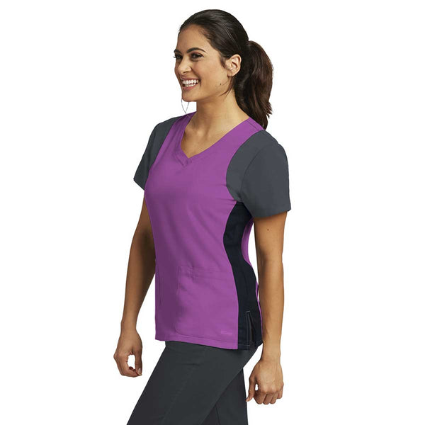 Barco Grey’s Anatomy Women’s Very Berry/Granite/Black Active Color Block Racer Top