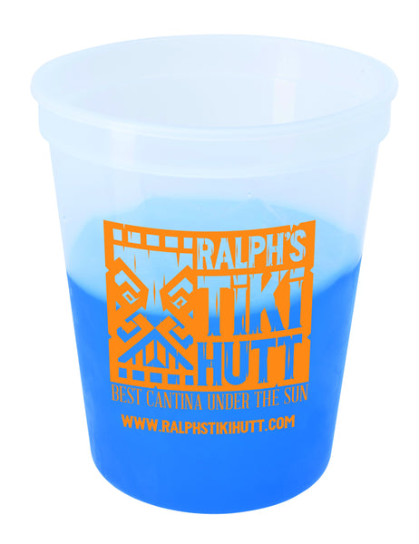 Good Value Clear to Blue Color Changing Stadium Cup – 16 oz