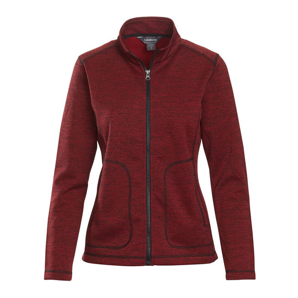 Landway Women’s Heather Deep Red Summit Textured Knit Jacket