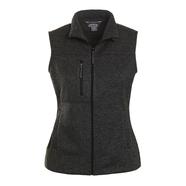 Landway Women’s Heather Black Ashton Vest Sweater-Knit Fleece