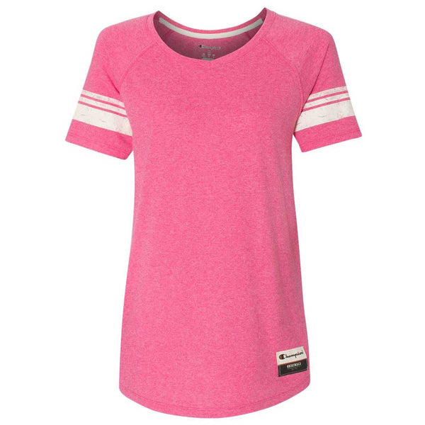 Champion Women’s Lotus Pink Heather Originals Triblend Varsity Tee