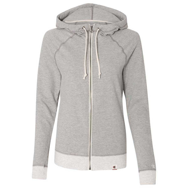 Champion Women’s Oxford Grey/Oatmeal Heather Originals French Terry Hooded Full-Zip