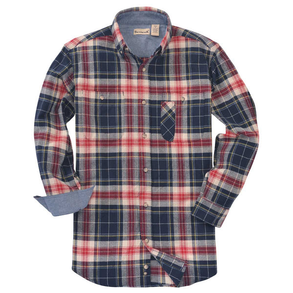 Backpacker Men’s Navy/Red Yarn-Dyed Long-Sleeve Brushed Flannel