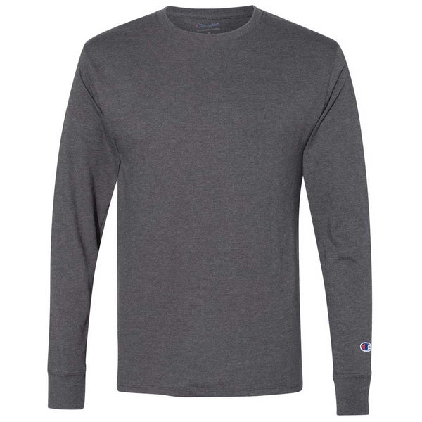 Champion Men’s Charcoal Heather Premium Fashion Classics Long Sleeve T-Shirt