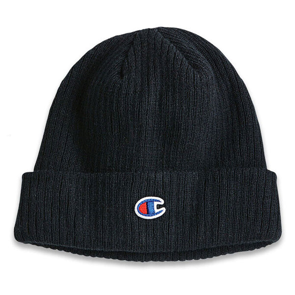 Champion Black Ribbed Knit Cap