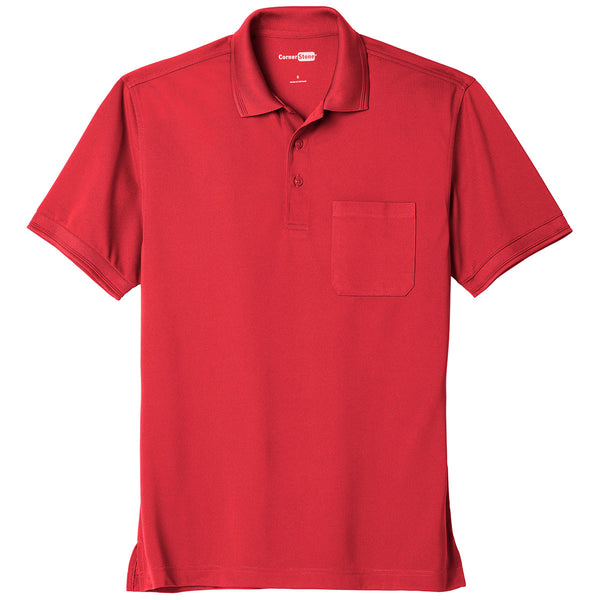 CornerStone Men’s Red Industrial Snag-Proof Pique Pocket Polo