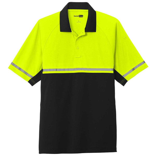 CornerStone Men’s Safety Yellow/Black Lightweight Snag Proof Enhanced Visibility Polo