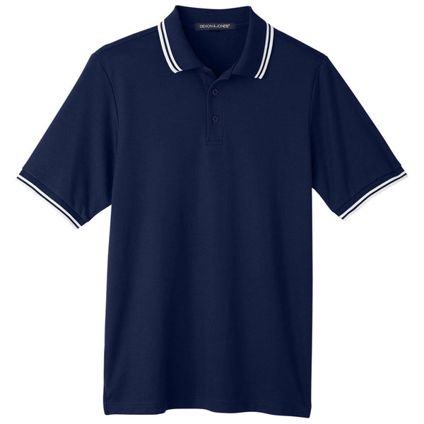 Devon & Jones Men’s Navy/White CrownLux Performance Plaited Tipped Polo