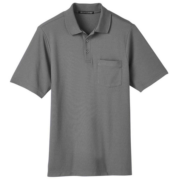 Devon & Jones Men’s Graphite CrownLux Performance Plaited Polo with Pockets