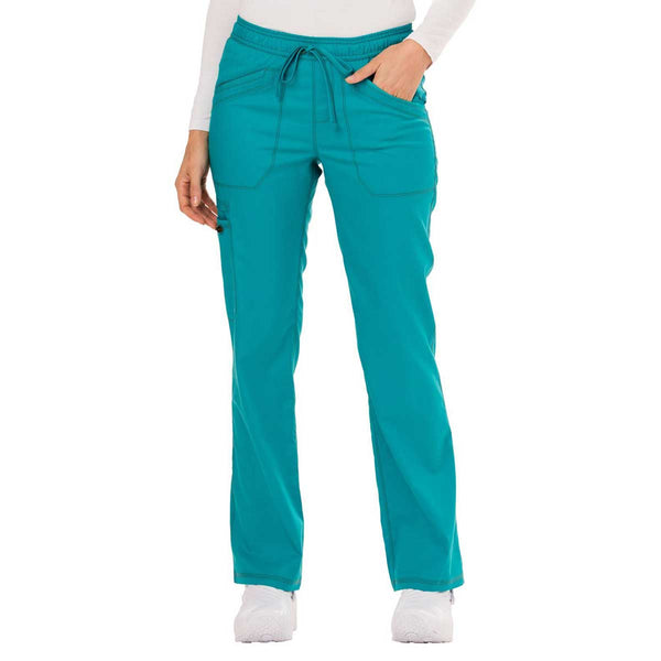 Dickies Women’s Teal Blue Essence Mid Rise Straight Leg Drawstring Pant