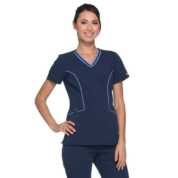 Dickies Women’s Navy Xtreme Stretch Contrast V-Neck Top