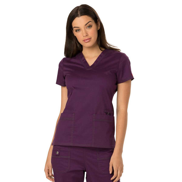 Dickies Women’s Eggplant Gen Flex Youtility V-Neck Top