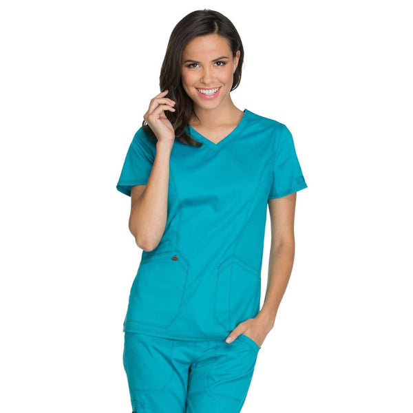 Dickies Women’s Teal Blue Essence V-Neck Top