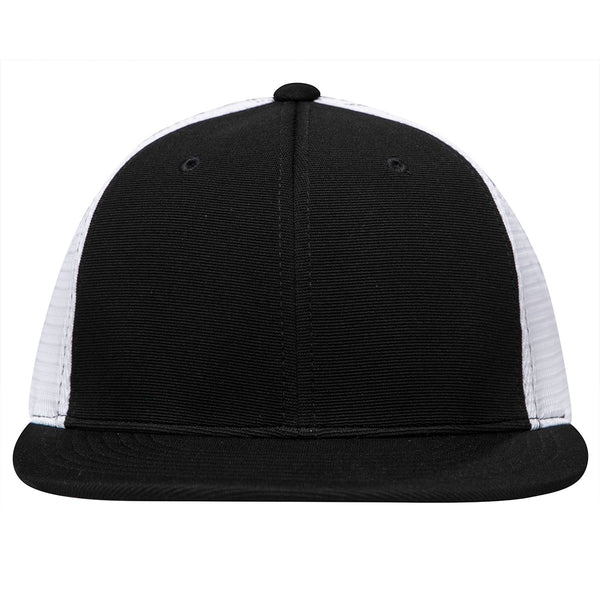 Pacific Headwear Black/White/Black Premium M2 Performance Trucker FlexFit Cap