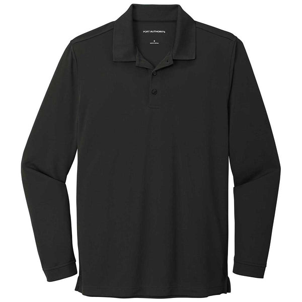 Port Authority Men’s Deep Black Dry Zone UV Micro-Mesh Long Sleeve Polo