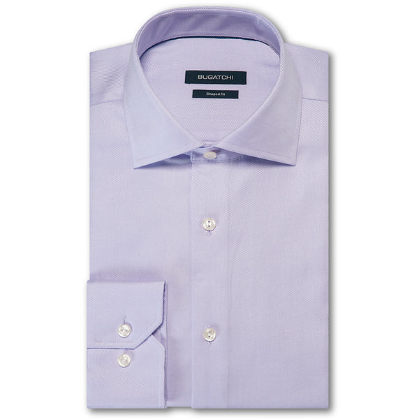 Bugatchi Men’s Lavender Point Collar French Placket No Pocket Long Sleeve Shaped Fit