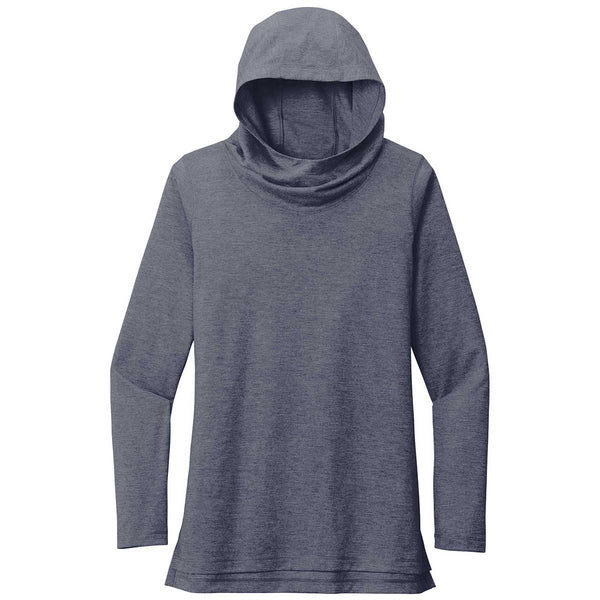 Sport-Tek Women’s True Navy Heather Posicharge Tri-Blend Wicking Long Sleeve Hoodie