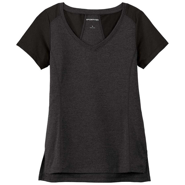 Sport-Tek Women’s Black Heather/Black Endeavor Short Sleeve Tee