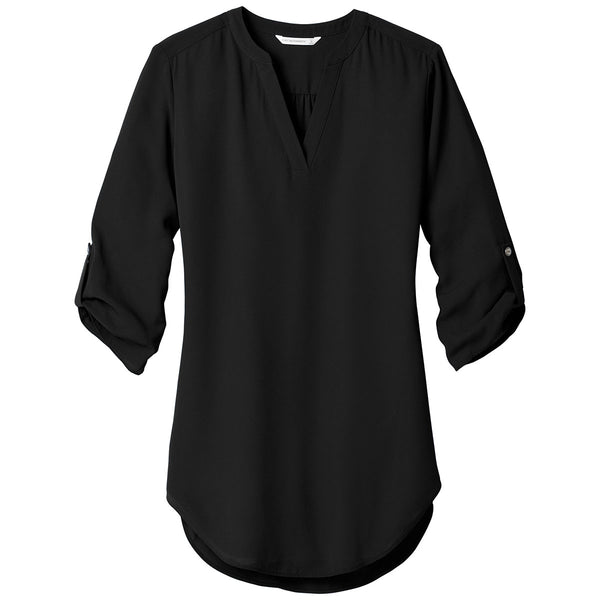 Port Authority Women’s Black 3/4-Sleeve Tunic Blouse