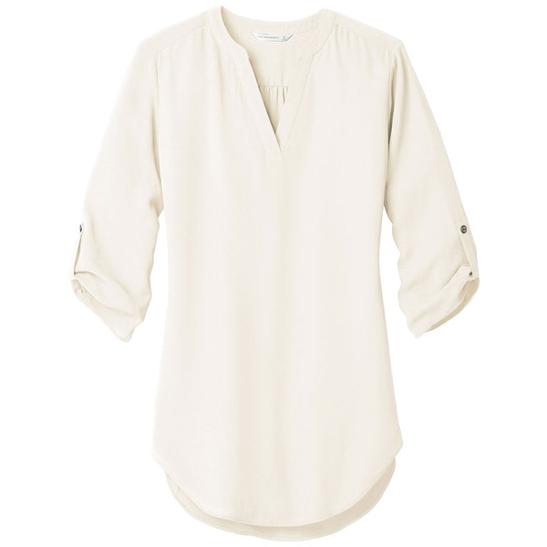 Port Authority Women’s Ivory Chiffon 3/4-Sleeve Tunic Blouse