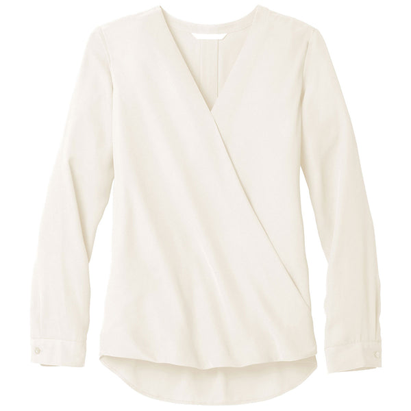 Port Authority Women’s Ivory Chiffon Wrap Blouse