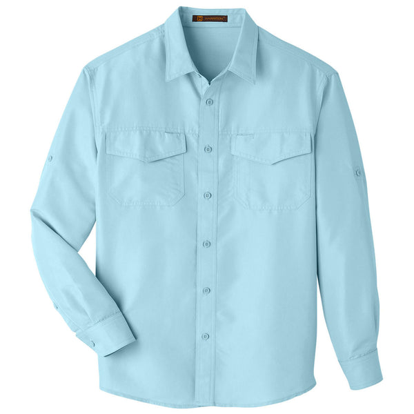 Harriton Men’s Cloud Blue Key West Long-Sleeve Performance Staff Shirt