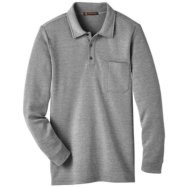 Harriton Men’s Dark Charcoal Heather StainBloc Pique Fleece Pullover Jacket