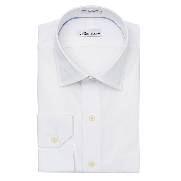 Peter Millar Men’s White Crown Finish Dress Solid Shirt