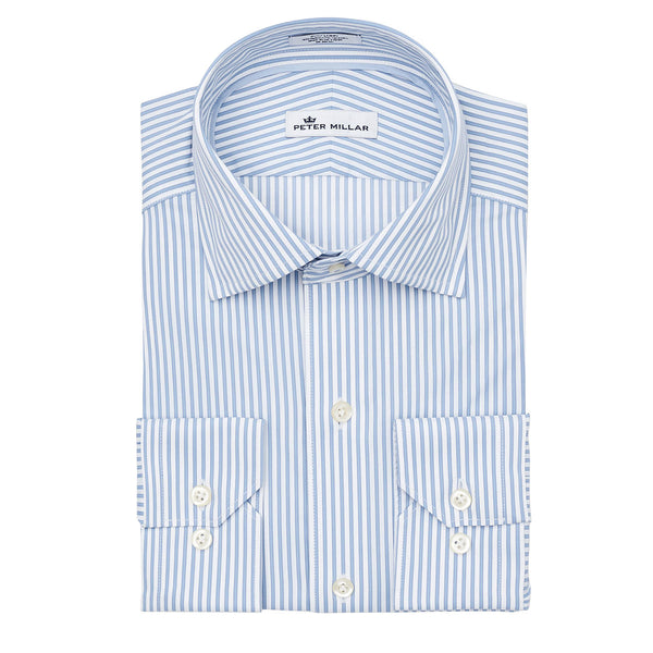 Peter Millar Men’s Light Blue Performance Dress Stripe Shirt