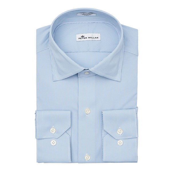 Peter Millar Men’s Tar Heel Blue Performance Dress Mini-Gingham