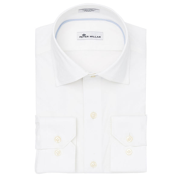 Peter Millar Men’s White Performance Dress Solid Shirt