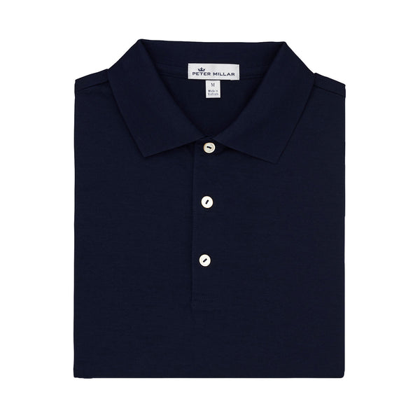 Peter Millar Men’s Navy Solid Cotton Lisle Polo