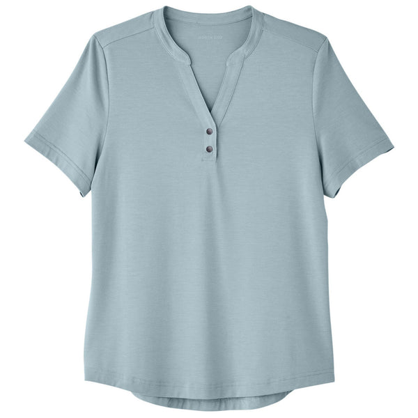 North End Women’s Opal Blue Jaq Snap-Up Stretch Performance Polo