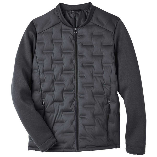 North End Men’s Carbon/Black Heather/Black Pioneer Hybrid Bomber Jacket