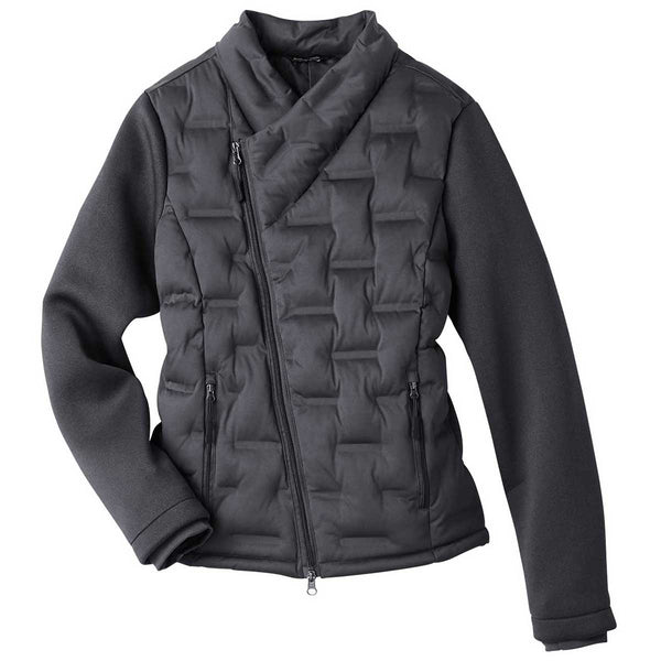 North End Women’s Carbon/Black Heather/Black Pioneer Hybrid Bomber Jacket