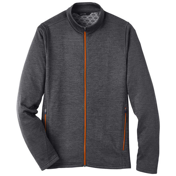 North End Men’s Black Heather/Orange Soda Flux 2.0 Full-Zip Jacket