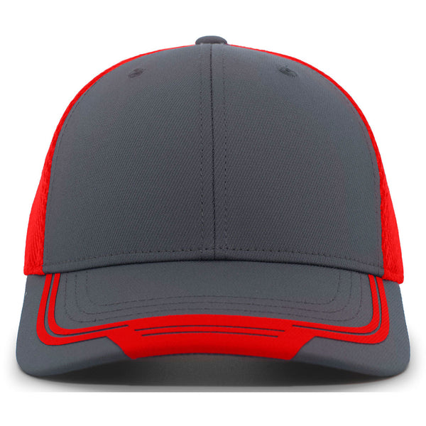 Pacific Headwear Carbon/Red/Carbon Welded Sideline Cap