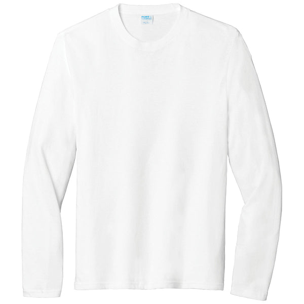 Port & Company Men’s White Long Sleeve Fan Favorite Blend Tee