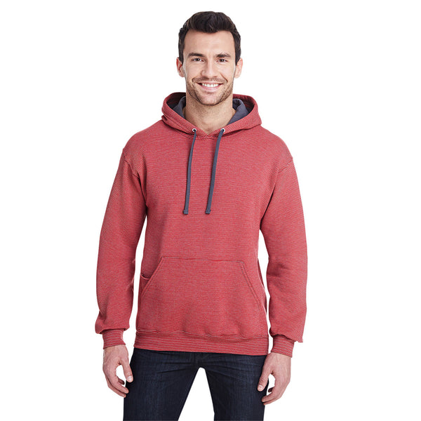 Fruit of the Loom Men’s Firebrick Stripe 7.2 oz. SofSpun Striped Hooded Sweatshirt