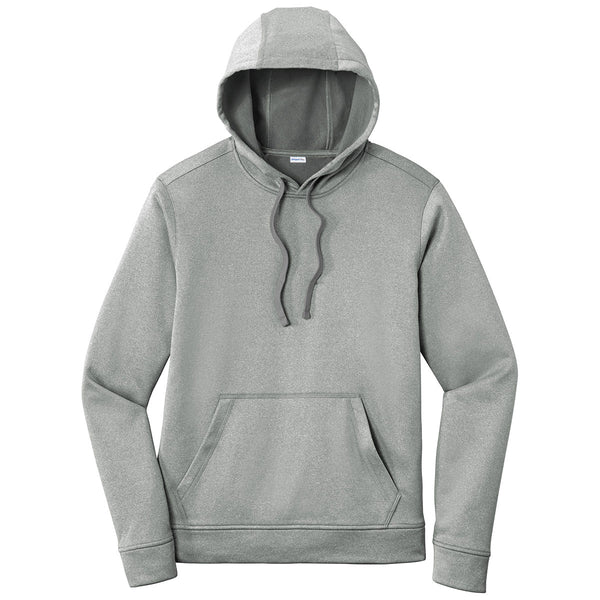 Sport-Tek Men’s Dark Silver Heather PosiCharge Sport-Wick Heather Fleece Hooded Pullover